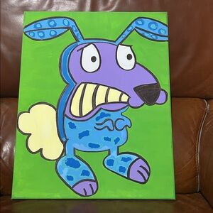 Colorful Cartoon Dog Canvas Art